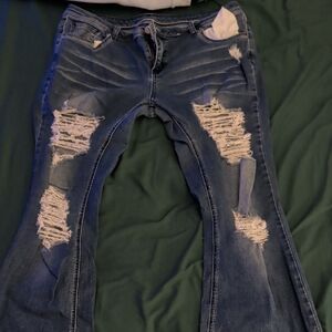 Distressed Blue Jeans